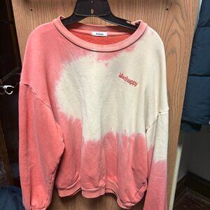 madhappy embroidered orange yellow tie dye print sweatshirt long sleeve large